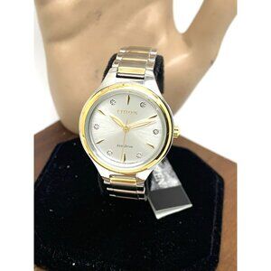 Citizen Women's Watch FE2104-50A Eco Drive Diamond Accent Dial Two Tone Steel